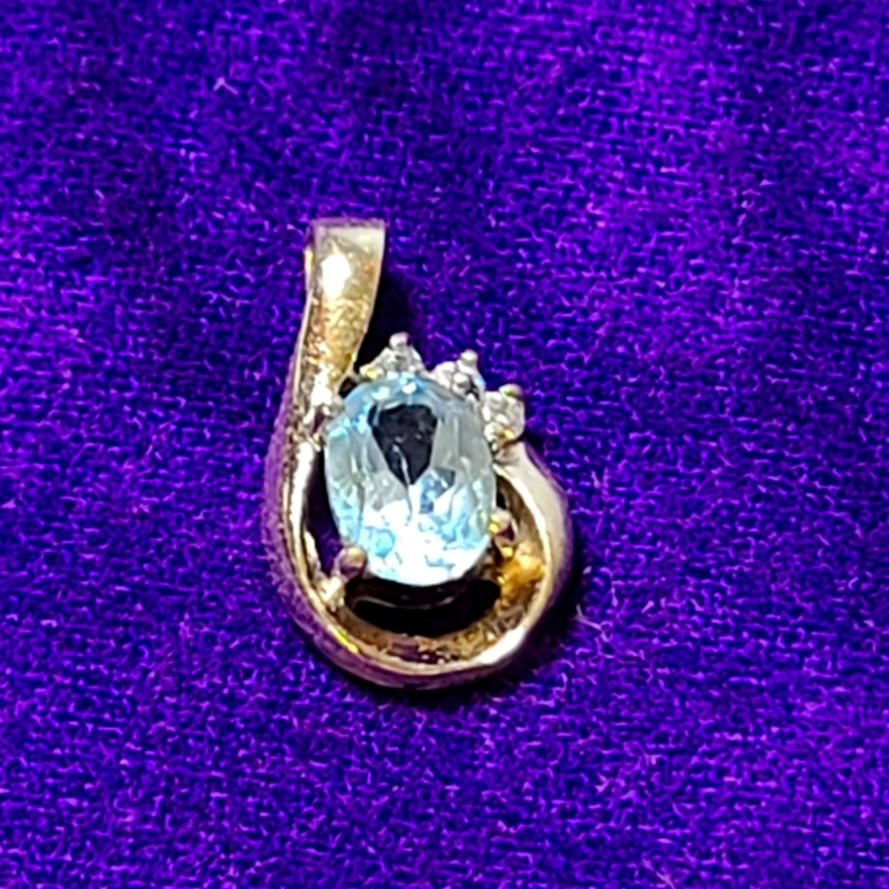 Blue Aquamarine Silver Pendant HAN 925 ITALY - Picture 2 of 3